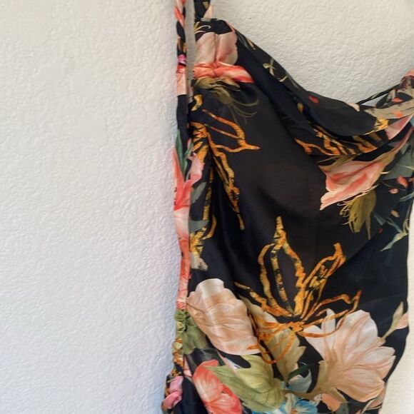 Leo Lin Women's Black Rachel Cowl-Neck Floral Silk Midi Slip Dress Size 6 - mordernwear.com Leo Lin Women's Black Rachel Cowl-Neck Floral Silk Midi Slip Dress Size 6 - mordernwear.com